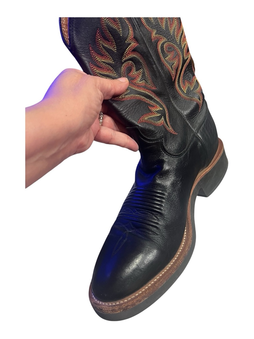 Justin Black Leather Western Roper Boots – Men’s Size 10.5 D - Picture 5 of 7